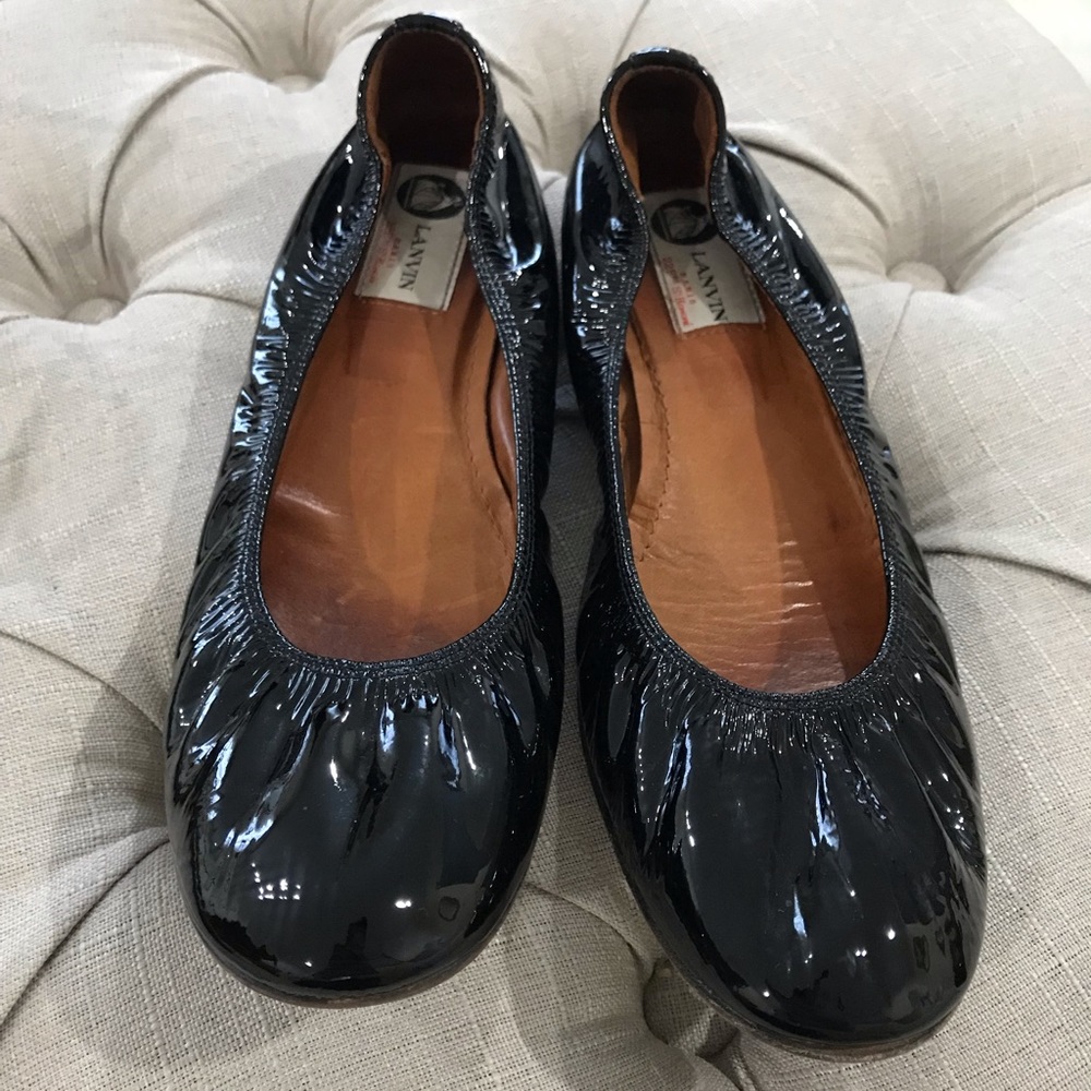 Lanvin black patent flats